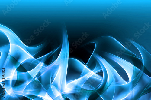 Blue Fire Abstract Waves Art Composition Background