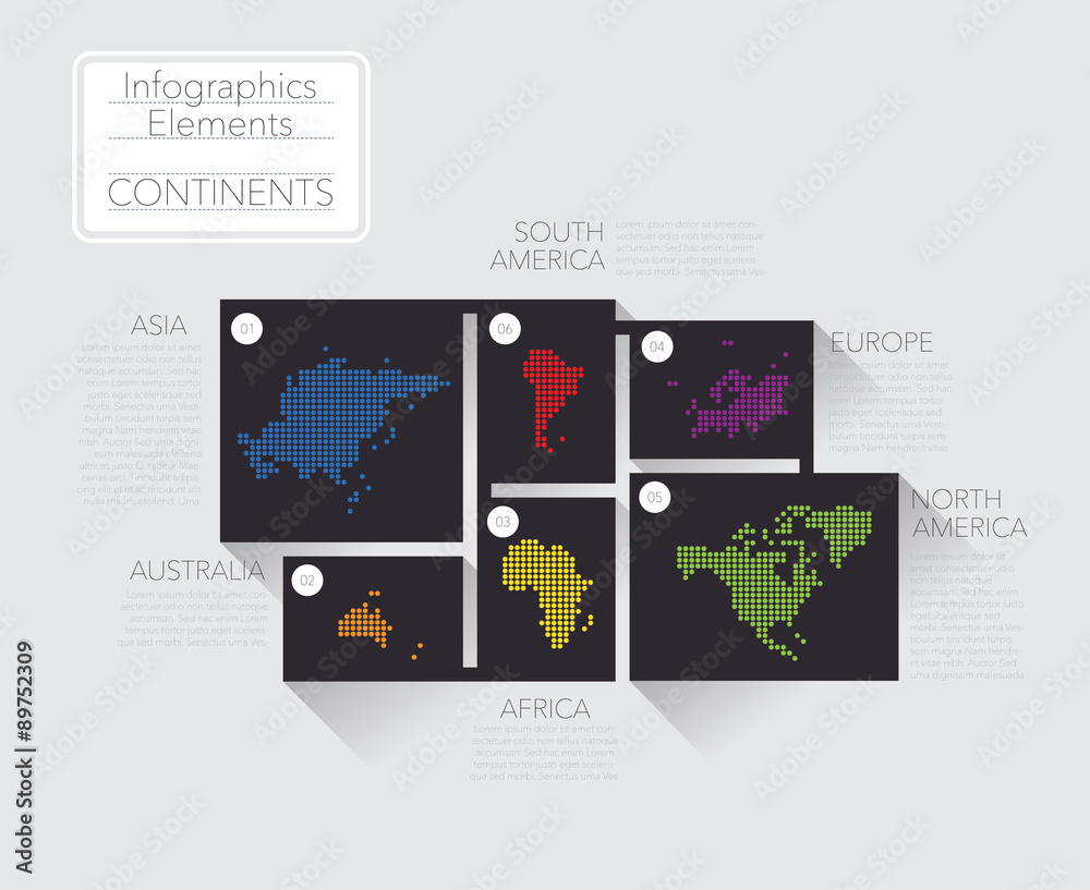 Earth continents, infographics elements. Vector