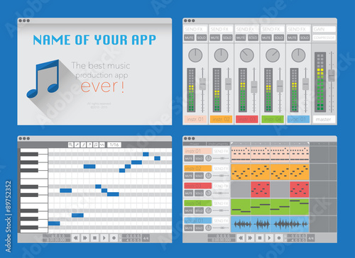 Obraz na plátně DAW, music production software (digital audio workstation)