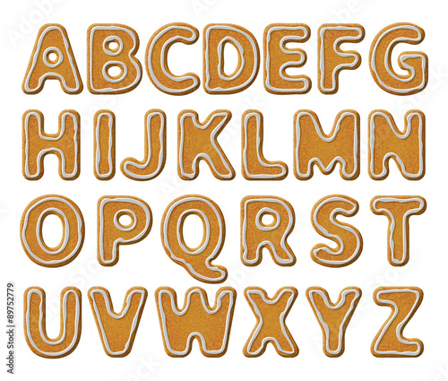 Gingerbread alphabet with glaze