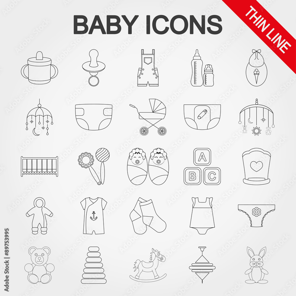 Collection of cute baby icons. Collection of cute baby icons.