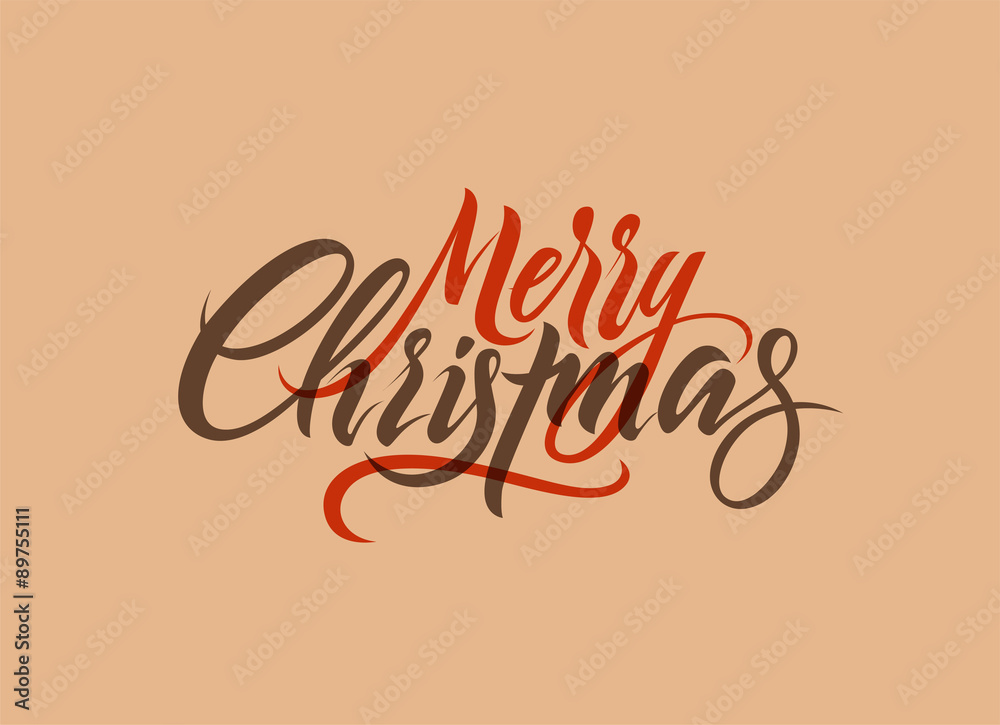Obraz premium Merry Christmas. Calligraphic retro Christmas greeting card design. Vector illustration.