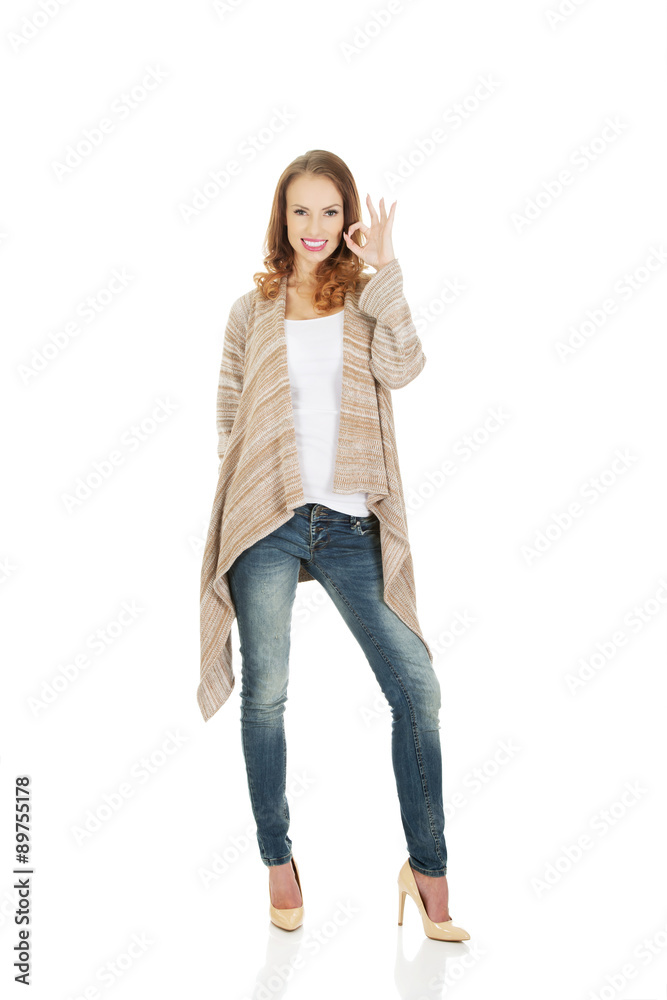 Woman showing the perfect sign. Woman showing the perfect sign.
