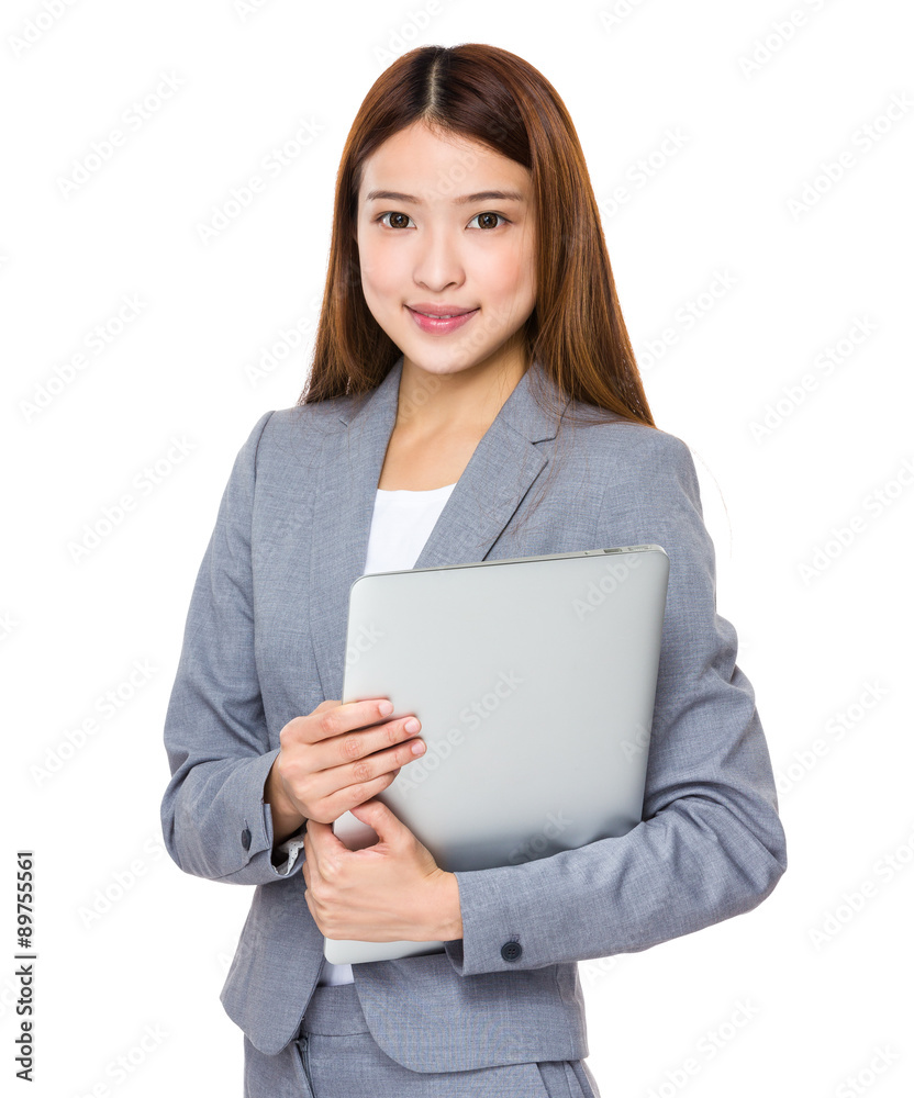 Businesswoman hold with laptop computer Businesswoman hold with laptop computer
