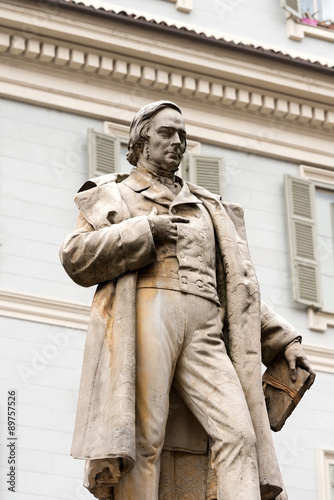 Monument to Vincenzo Gioberti - Turin Italy / Detail of monument dedicated to Vincenzo Gioberti (1801-1852), presbyter, Italian patriot and philosopher. Piazza Garignano, Torino, Piemonte, Italy photo