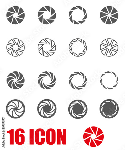 Vector black camera shutter icon set