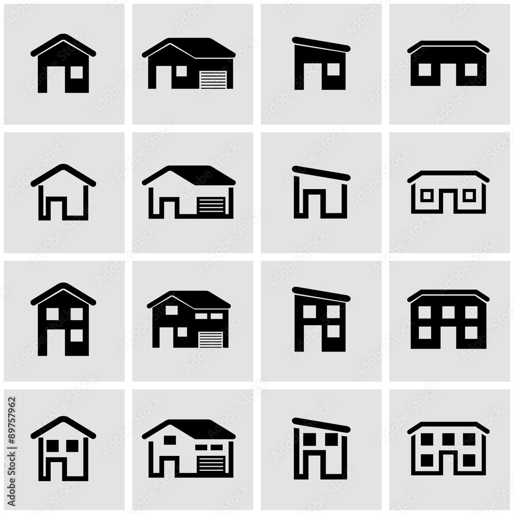 Vector black house icon set