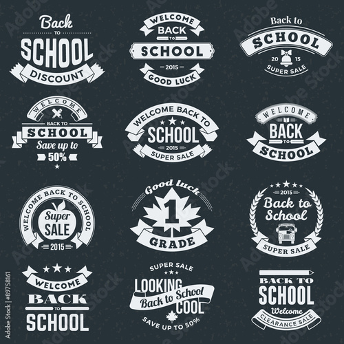 Back to School Vector Design Collection. Retro Vintage Style Badge and Labels