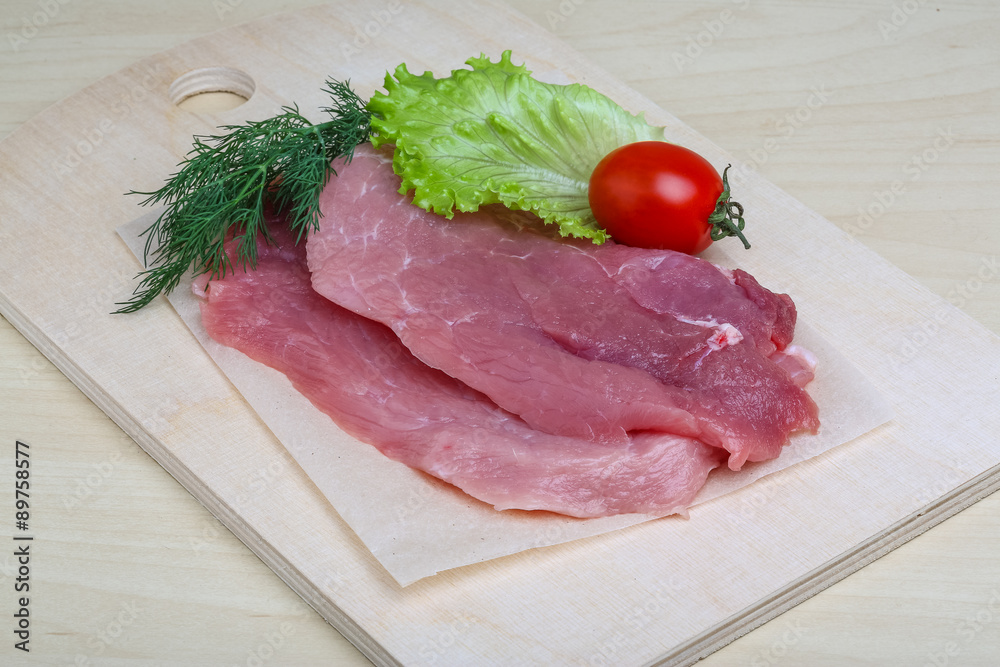 Raw pork schnitzel