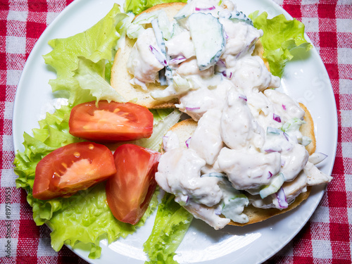 italian ciabatta pollo salad with chicken and tomato dish