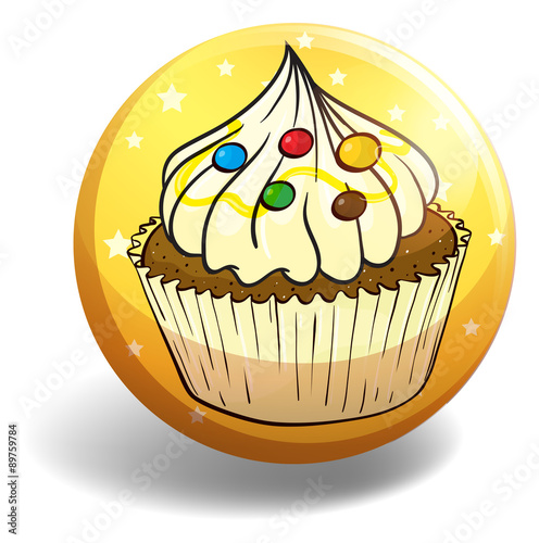 Cupcake on yellow badge