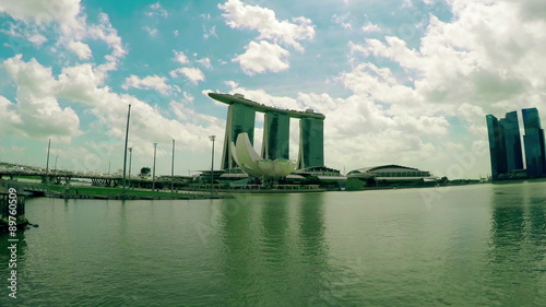 Marina Bay Sands and Business city in Singapore static camera view.