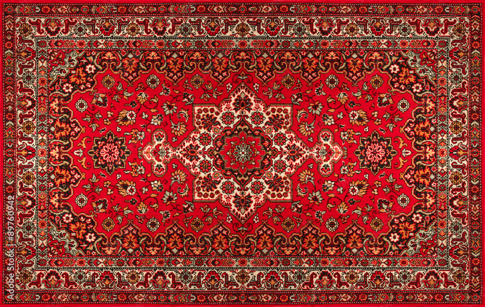 Old Persian carpet with pattern. top view foto de Stock | Adobe Stock
