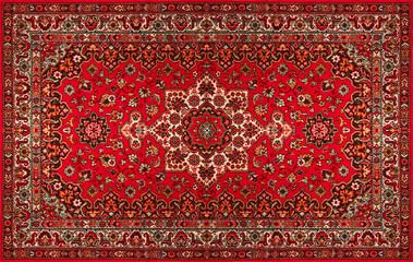 Old Persian carpet with pattern. top view