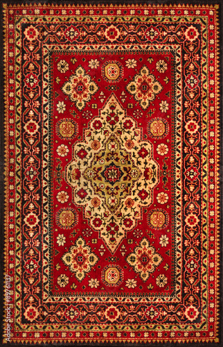 Old Persian carpet with pattern. top view Stock Photo | Adobe Stock