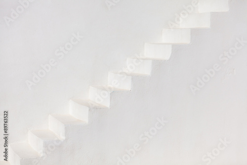 White stairs on a church wall, Santorini
