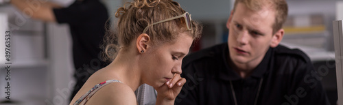 Woman testifying to the police