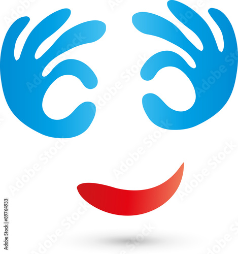 Gesicht, Maske, Logo, Hände