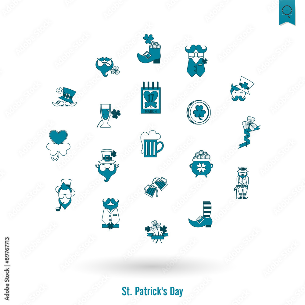 Saint Patricks Day Isolated Icon Set Saint Patricks Day Isolated Icon Set