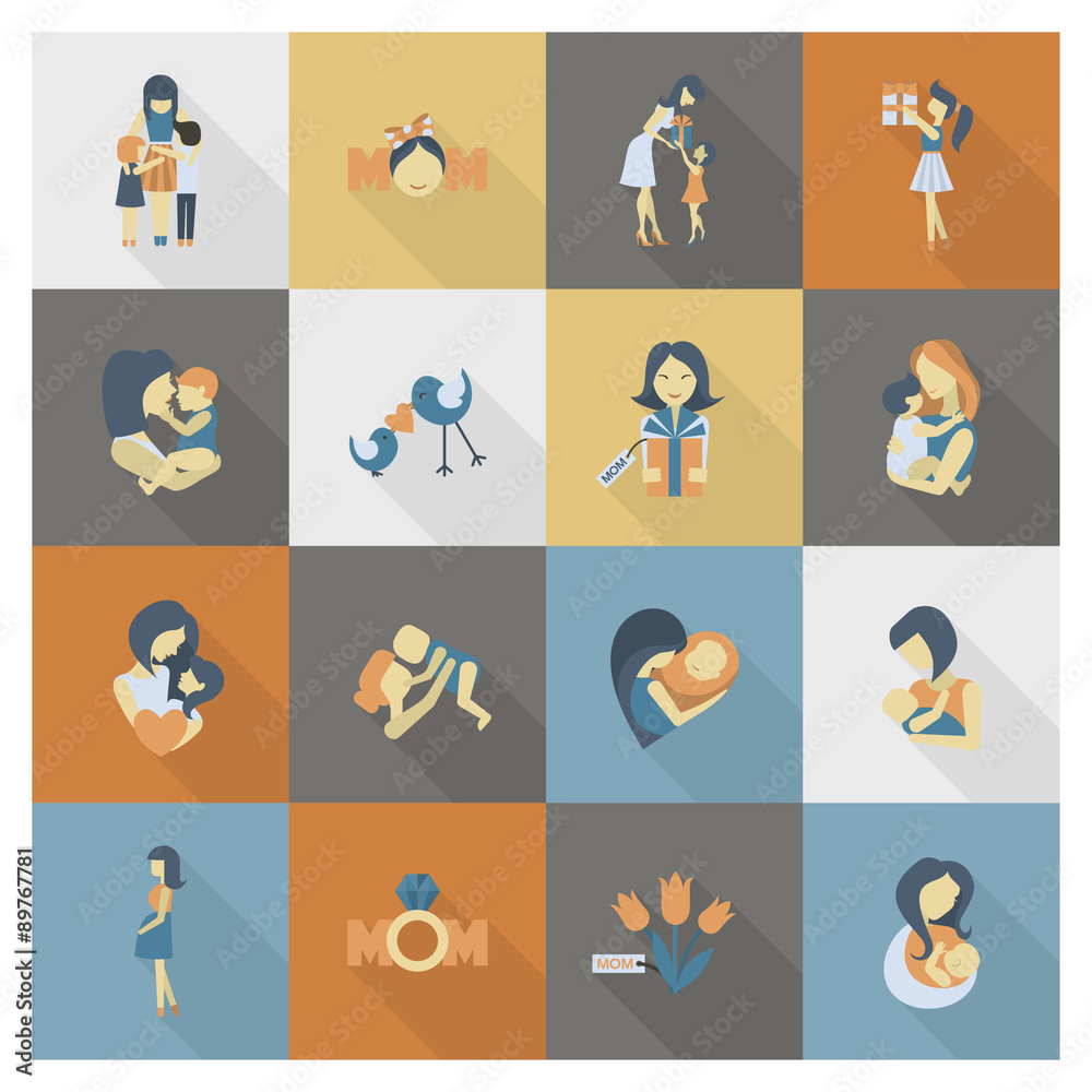 Fototapeta premium Happy Mothers Day Icons