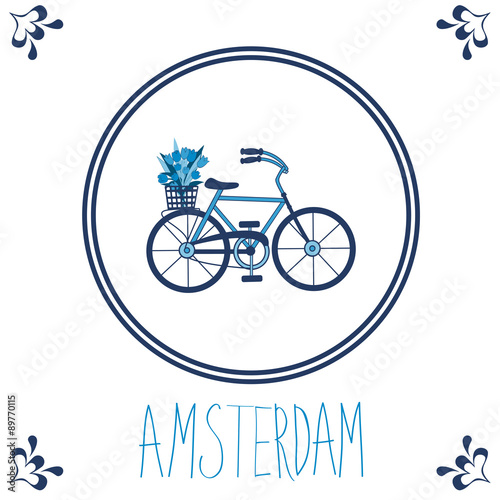 Dutch blue tile with bicycle