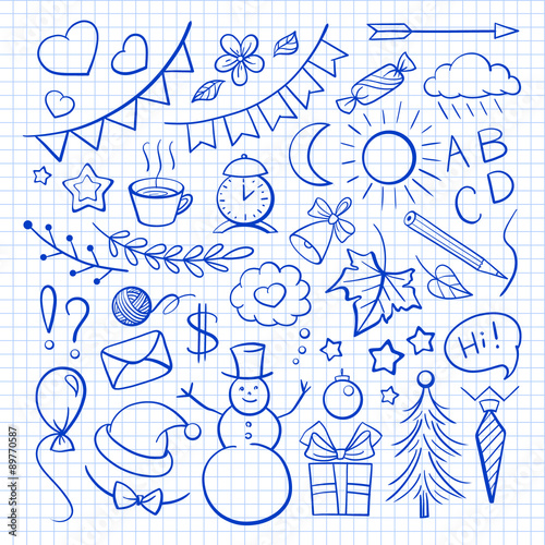 Hand-drown icons set.