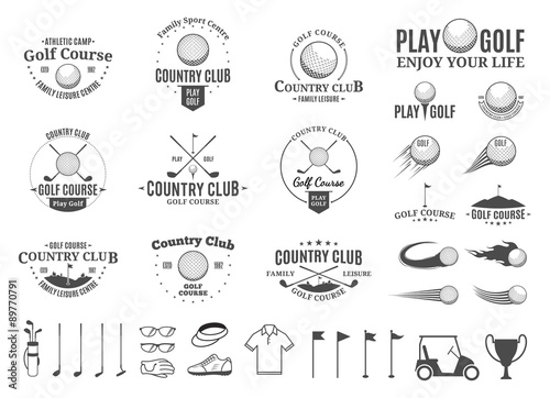 Fototapeta Golf country club logo, labels, icons and design elements