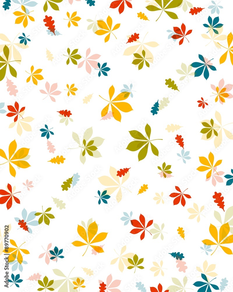 Vector Illustration of an Autumn Background with Colorful Leaves