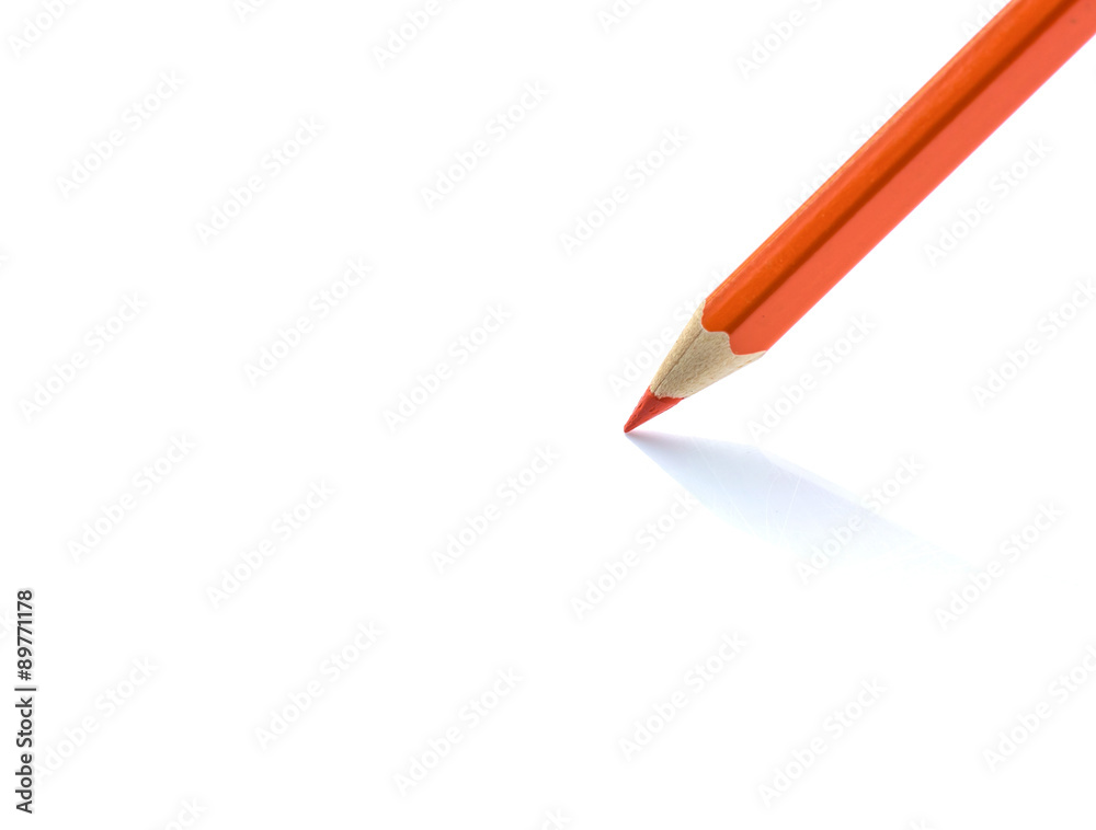 Colour pencils on white background close up Colour pencils on white background close up