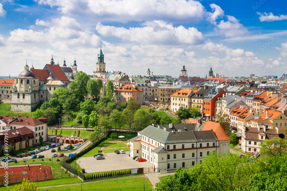 Fototapeta Panorama starego miasta w mieście Lublin, Polska