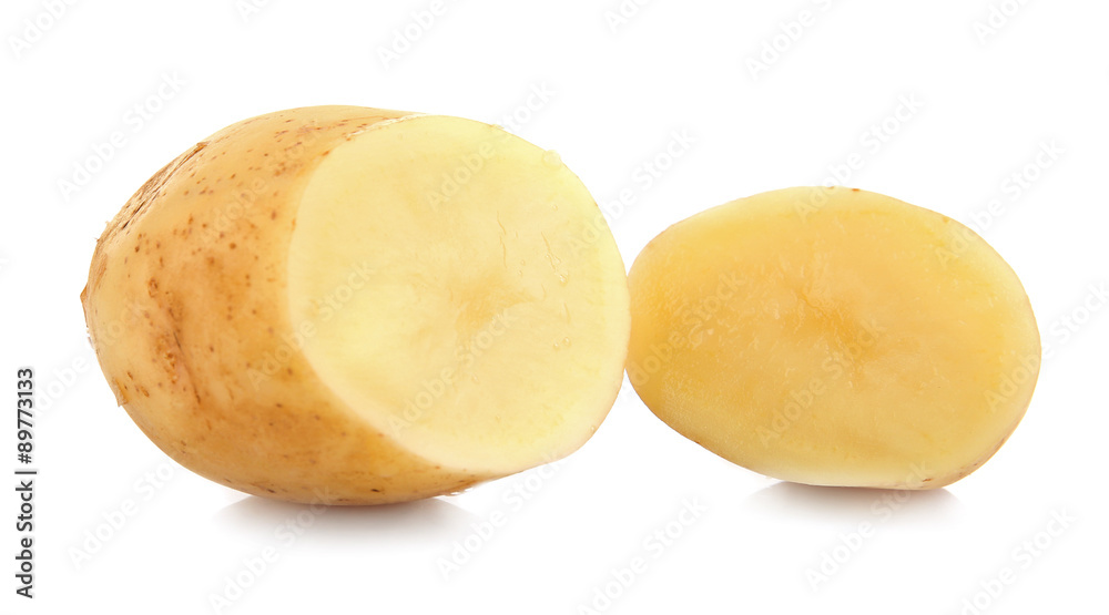 Young potatoes isolated on white