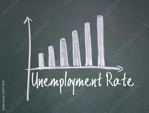 unemployment rate chart sign on blackboard