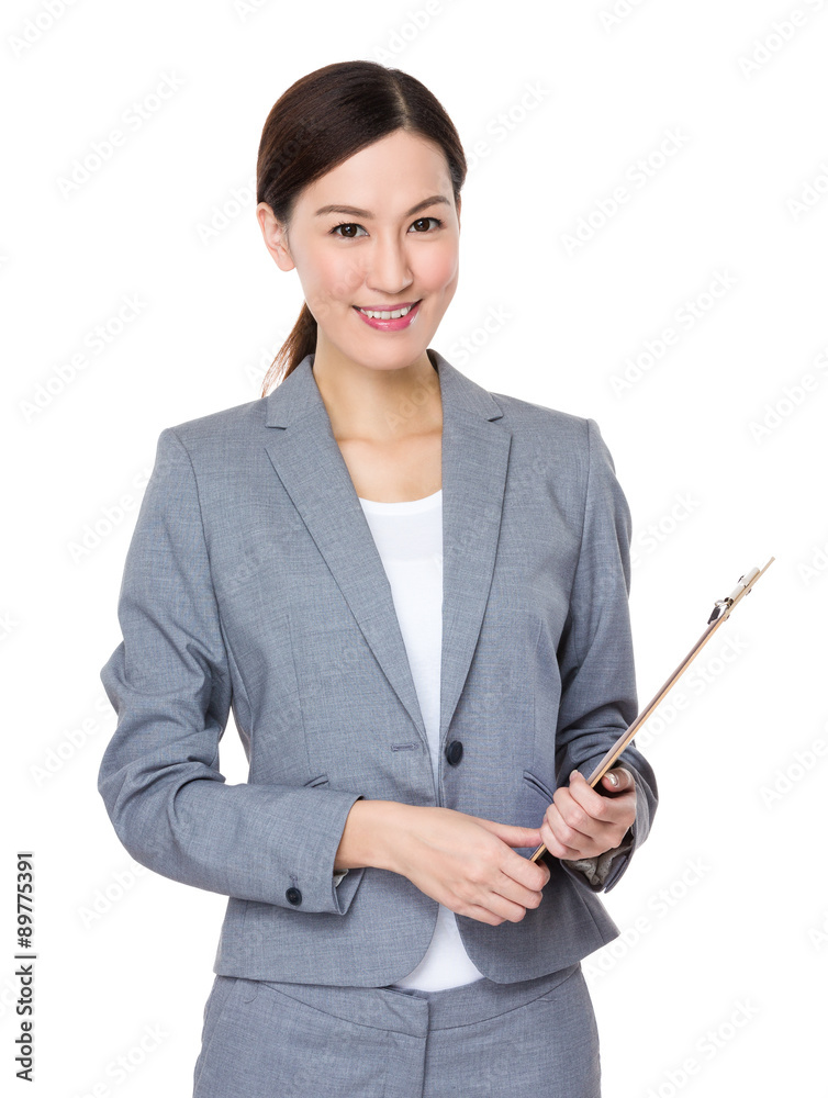 Businesswoman hold with clipboard Businesswoman hold with clipboard