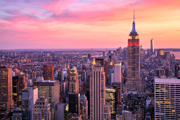Wandcirkels Empire State Building Empire State Building bij zonsondergang  © romanslavik.com