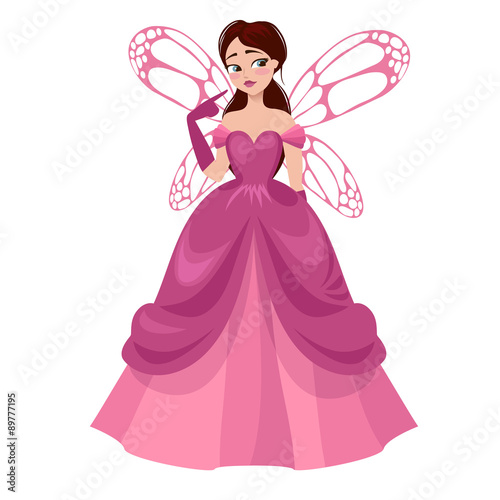 girl in a beautiful dress. Fairy. Vector Illustration