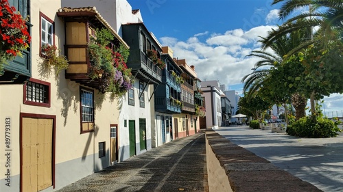 Balcones típicos de Santa Cruz de La Palma. Islas Canarias.