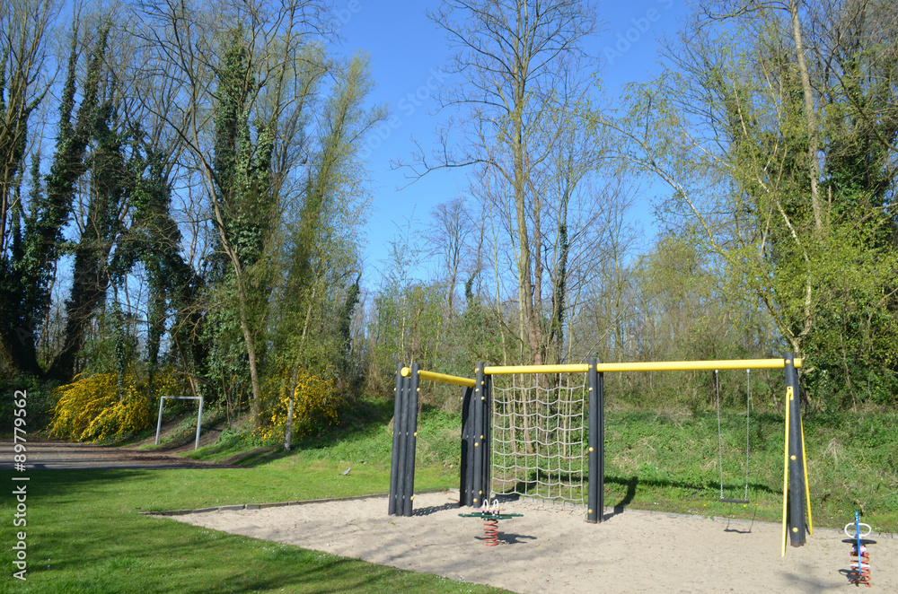 small playground near forest