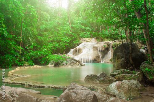 Fototapeta Naklejka Na Ścianę i Meble -  Erawan waterfall. Kanchanaburi. Thailand Most beautiful waterfal