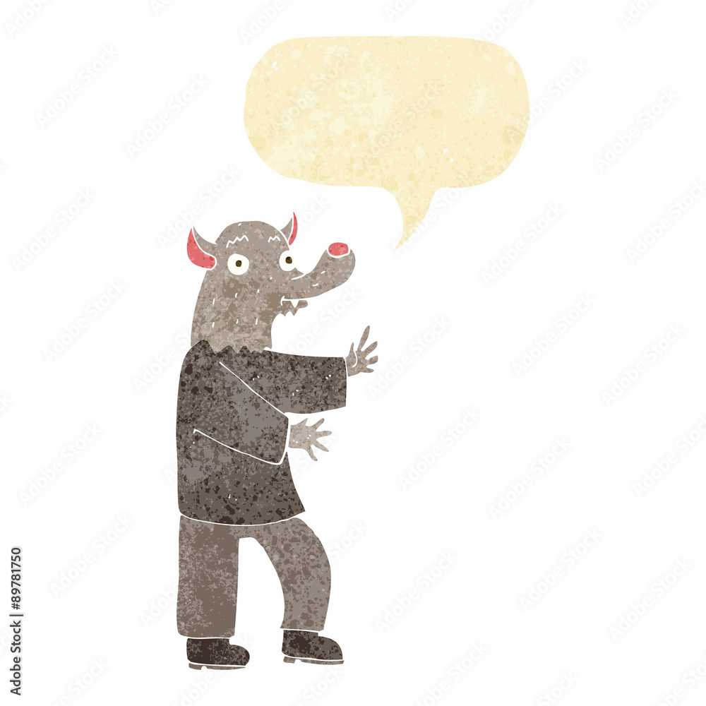 Obraz premium cartoon werewolf with speech bubble