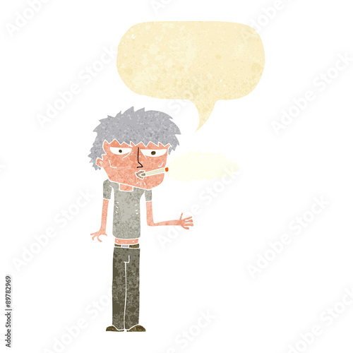 cartoon smoker with speech bubble