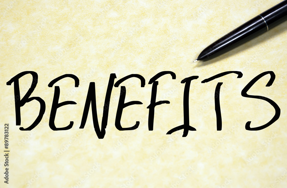 benefits word write on paper