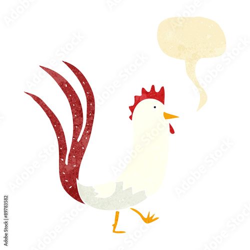 cartoon cockerel with speech bubble