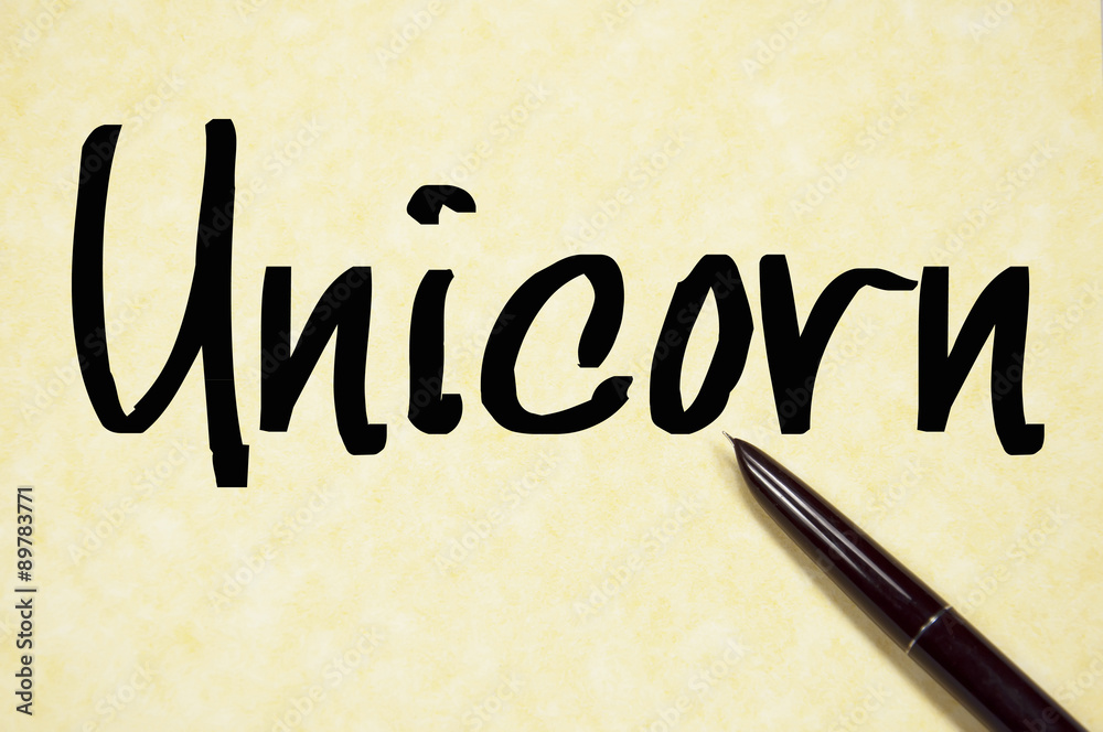 unicorn word write on paper