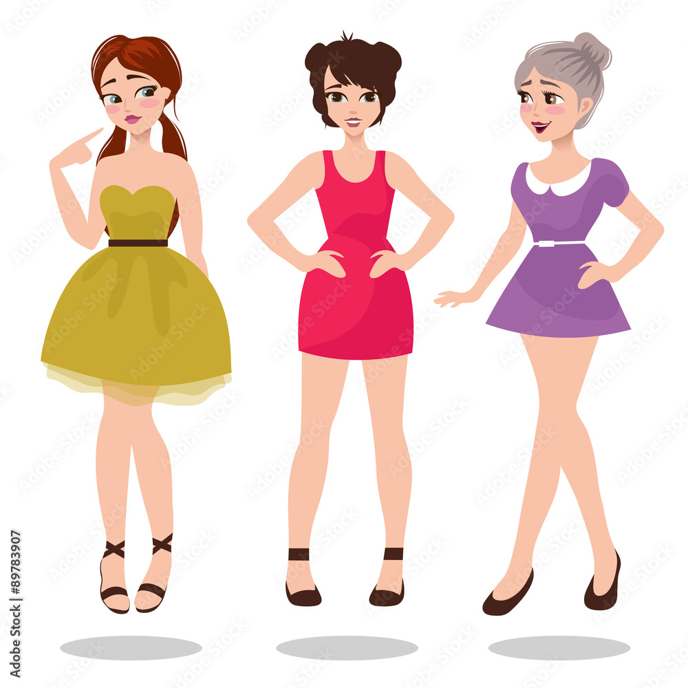 girls in beautiful dresses. Vector Illustration girls in beautiful dresses. Vector Illustration