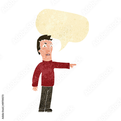 cartoon angry man pointing with speech bubble