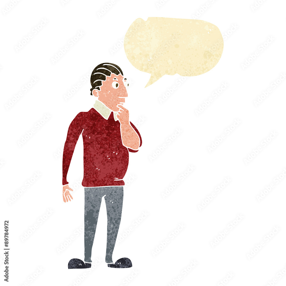 cartoon curious man with speech bubble cartoon curious man with speech bubble