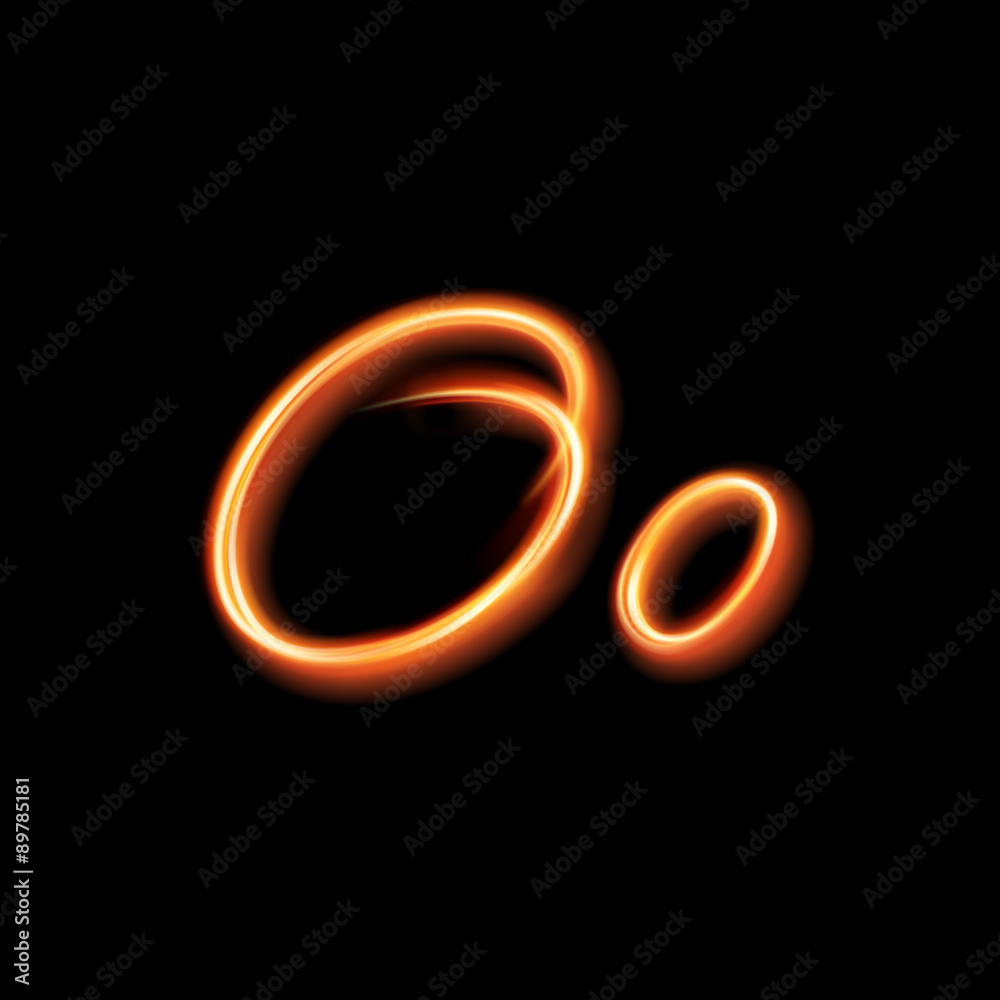 Glowing light letter O. Hand lighting painting Glowing light letter O. Hand lighting painting