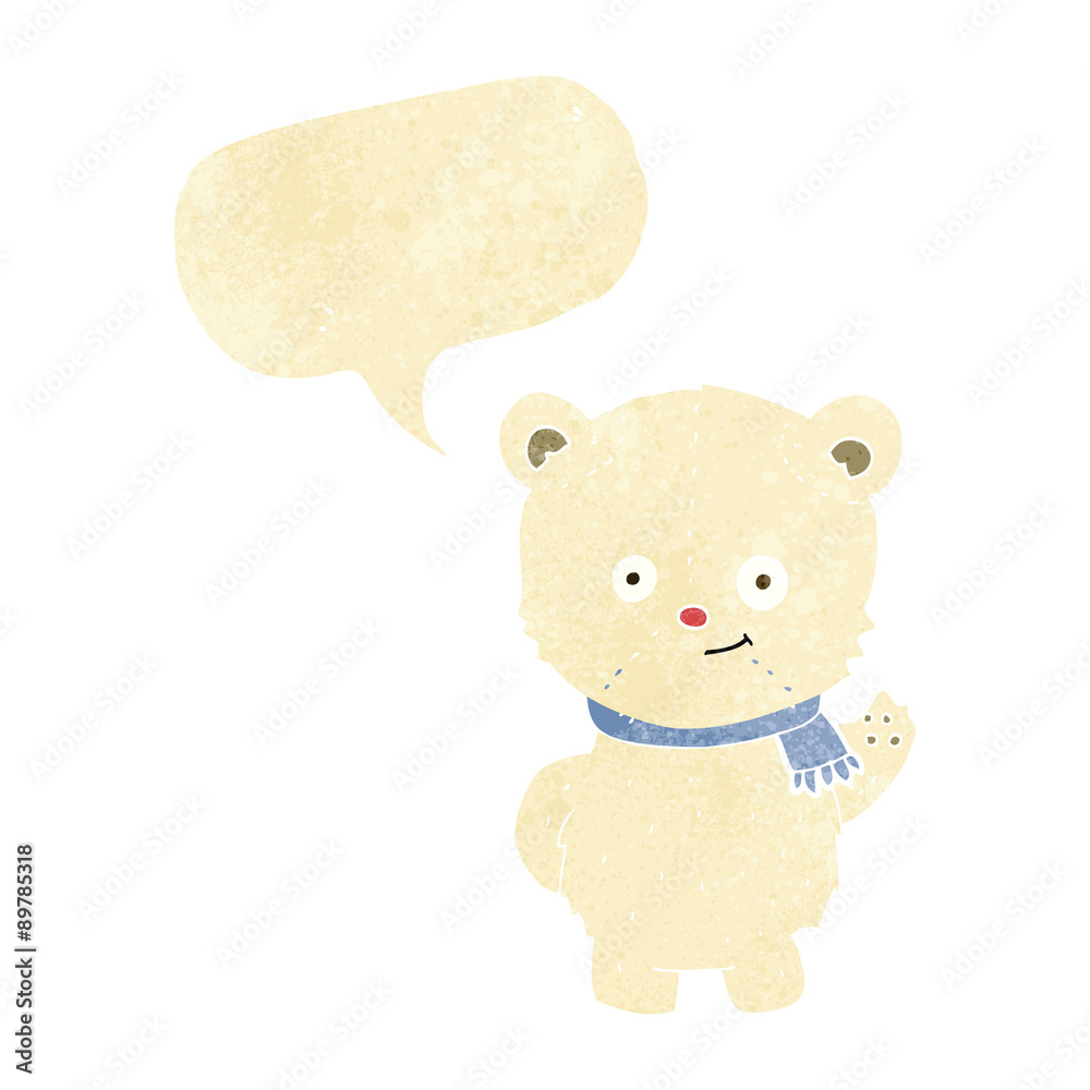 cute cartoon polar bear waving with speech bubble cute cartoon polar bear waving with speech bubble