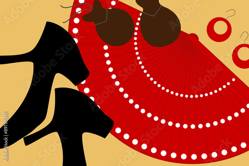 Flamenco accessories pattern, vector