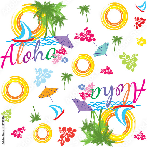 Seamless Pattern Aloha travel concept 